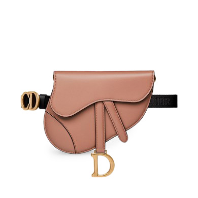 Dior Saddle Belt Bag Calfskin Blush in Calfskin with Aged Gold-tone