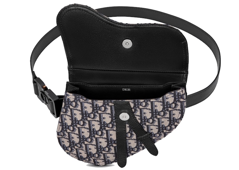 Dior Saddle Belt Bag Oblique Jacquard Beige/Black in Jacquard Canvas