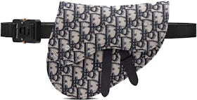 Dior Saddle Belt Bag Oblique Jacquard Beige/Black