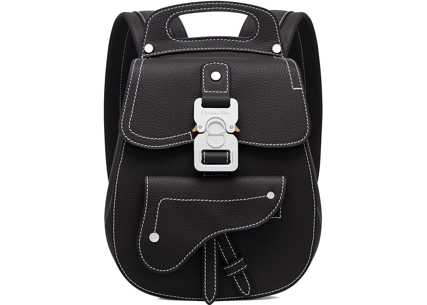 Dior Saddle Detail Backpack Grained Calfskin Small Black in Grained ...