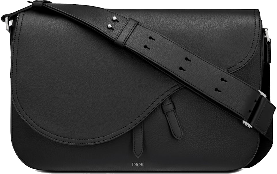 Dior - Saddle Pouch with Strap Beige and Black Dior Oblique Jacquard and Black Grained Calfskin - Men