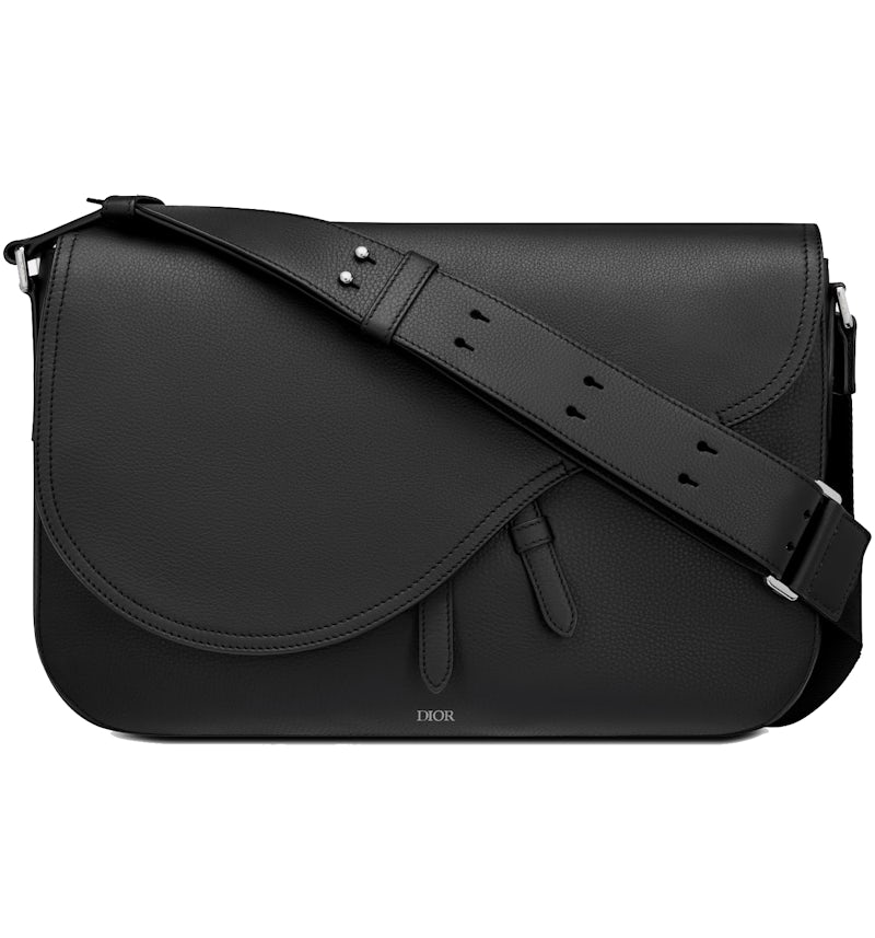 Dior Saddle Messenger Bag Grained Calfskin Black in Grained