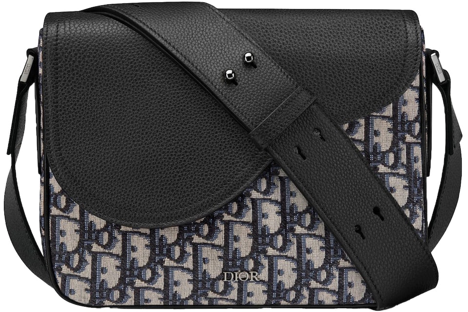 CHRISTIAN DIOR Saddle Oblique Jacquard Crossbody Bag Black