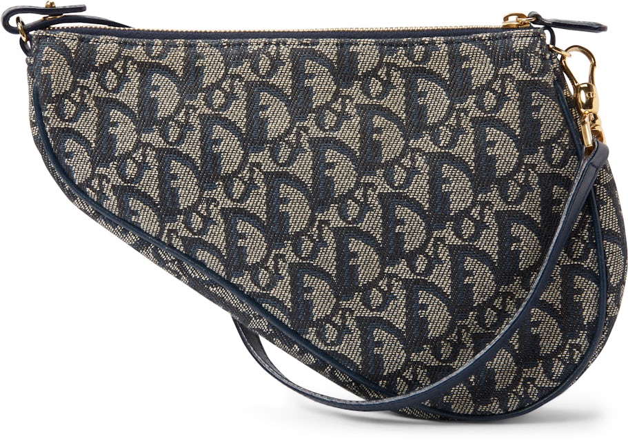 Dior Saddle Monogram Mini Navy in Canvas / Cowhide Leather with Gold-tone -  US