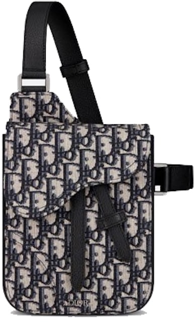 Saddle Messenger Bag Beige and Black Dior Oblique Jacquard and