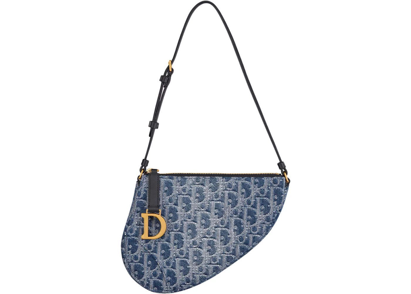 Dior Saddle Rodeo Pouch Blue Denim Dior Oblique Jacquard in Canvas