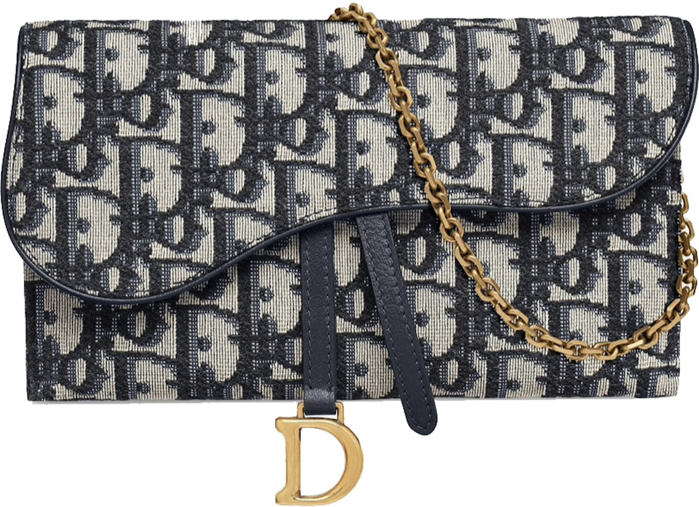 Dior Saddle Wallet Oblique (6 Card Slot) Blue in Jacquard with Gold-tone -  US