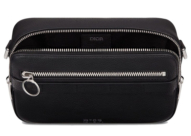 Dior Safari Messenger Bag Black in Grained Calfskin with Silvertone