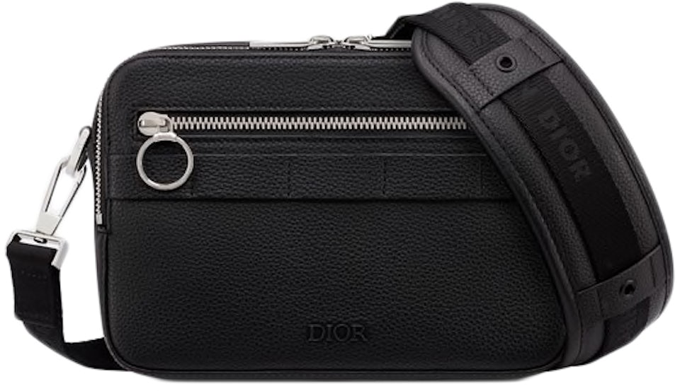 Dior Safari Messenger Bag Black in Grained Calfskin with Silver-tone - US