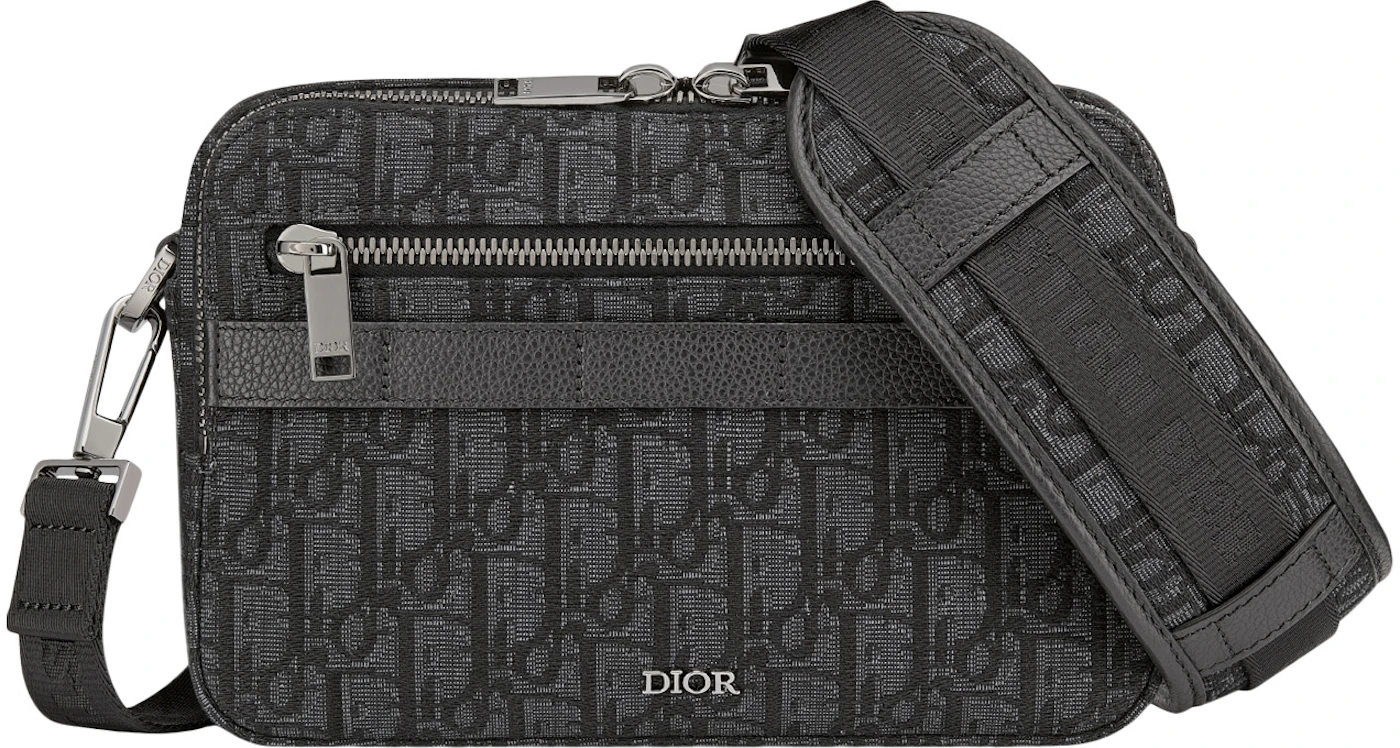 Christian Dior navy Oblique jacquard and leather trimming