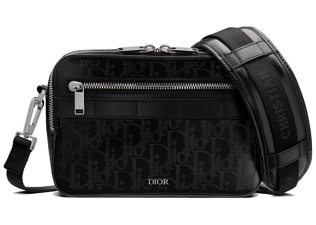 Pre-owned Dior Safari Messenger Bag Oblique Galaxy Black