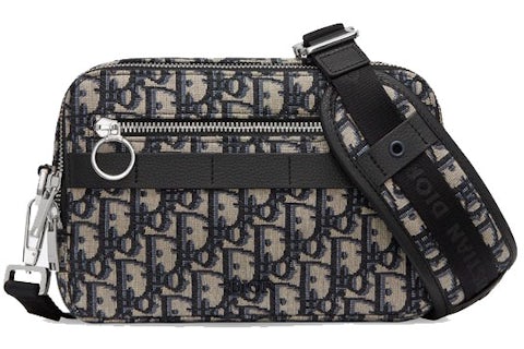 Dior Safari Messenger Oblique Navy Black in Jacquard Canvas