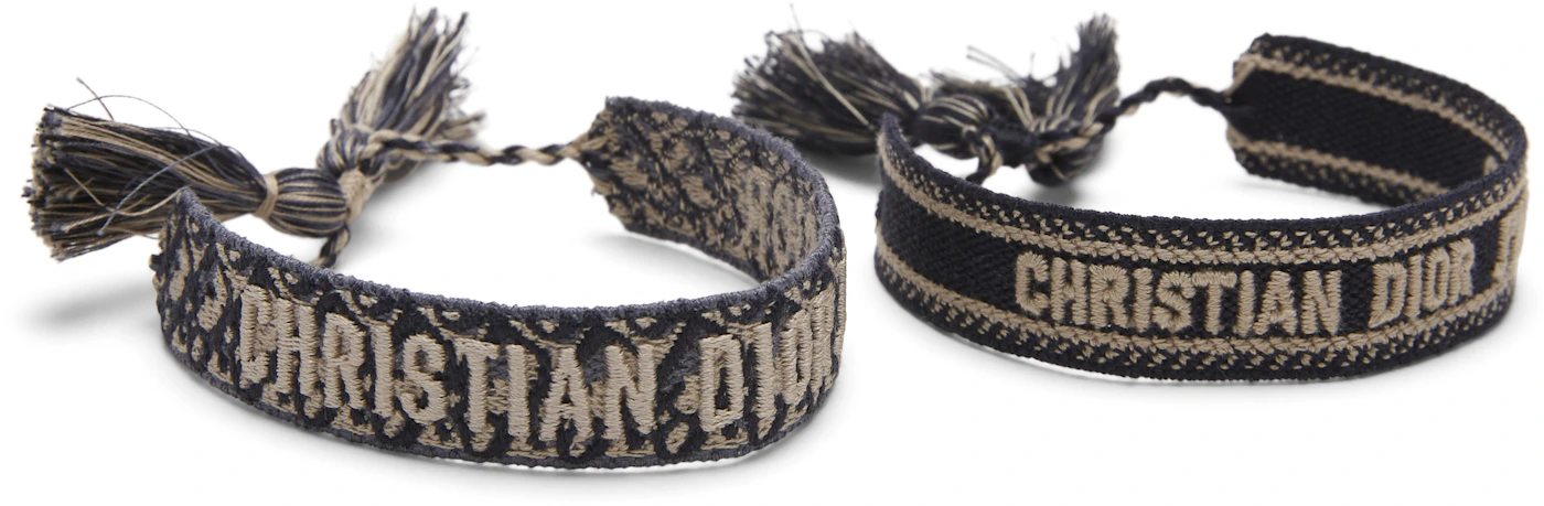 CHRISTIAN DIOR Woven Cotton J'Adior Friendship Bracelet Set Navy