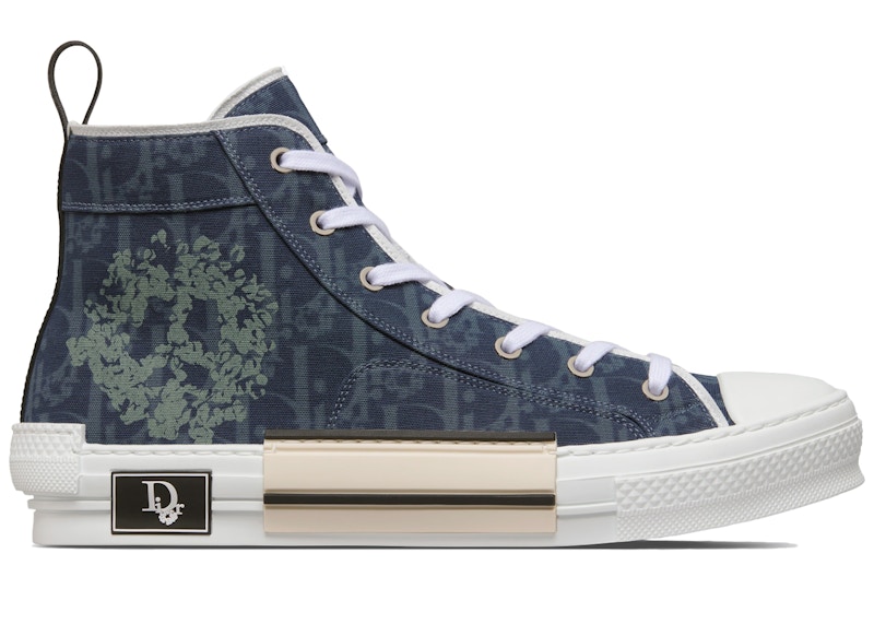 Dior Sneaker B23 High-Top Sneaker Blue Oblique and Peace Sign 