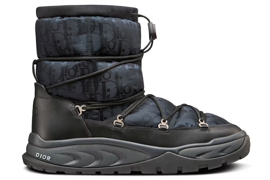 Pre-owned Dior Snow Ankle Boot Black Oblique Nylon