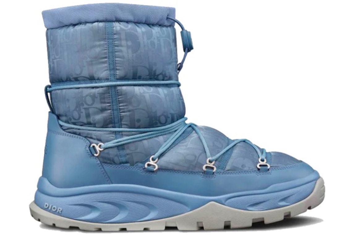 Pre-owned Dior Snow Boot Blue Oblique Nylon
