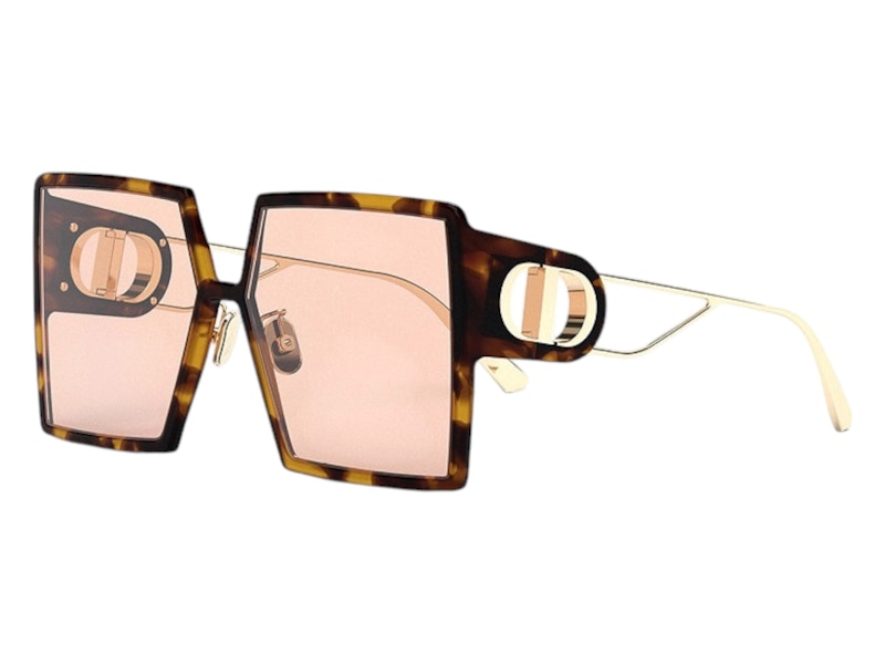 Pre-owned Dior Women's Square Sunglasses In Havana/yellow (30montaignesu 26l0)