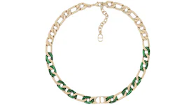 Dior TEARS Chain Link Necklace Gold/Green