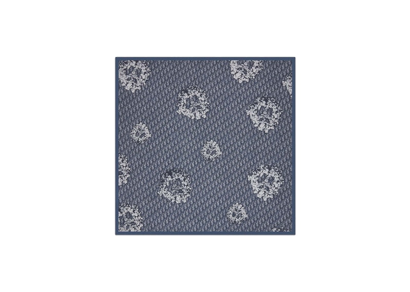 Dior TEARS Dior Oblique Bandana Navy Blue/Light Gray in Silk