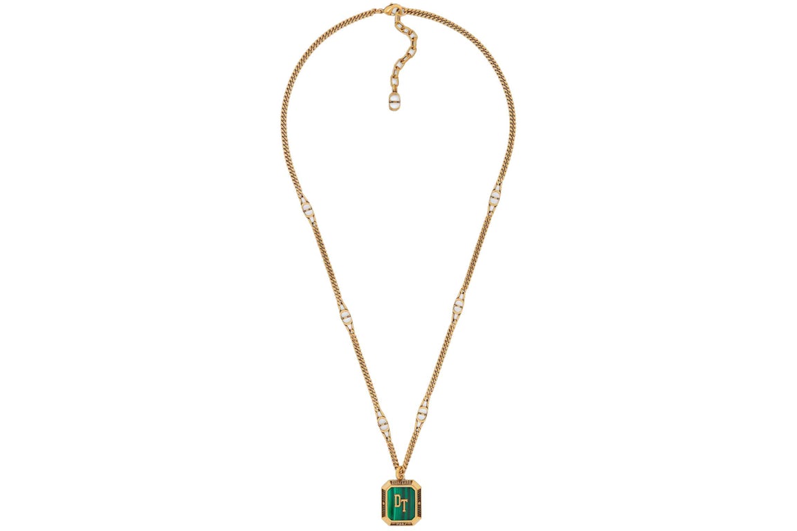 Dior TEARS Pendant Necklace Gold/Malachite in Gold-Finish Brass and ...