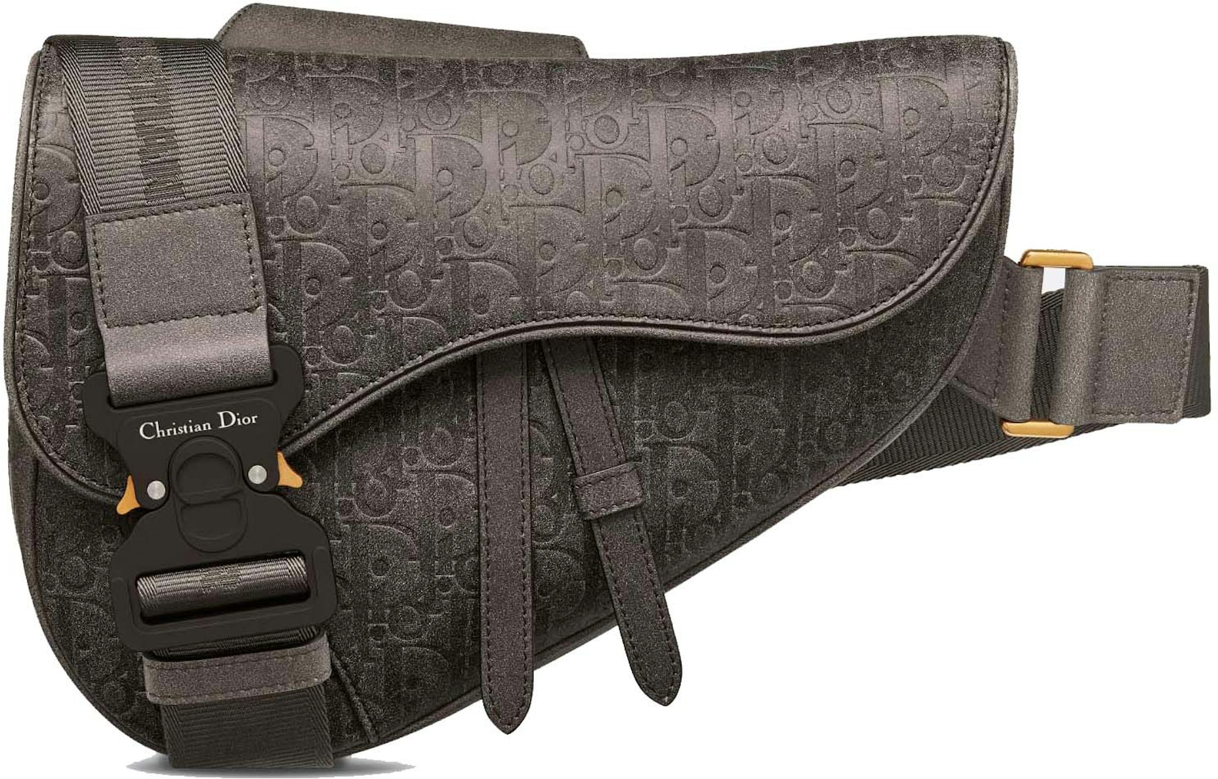 Dior x CACTUS JACK Mini Saddle Bag Black in Grained Calfskin Leather - US
