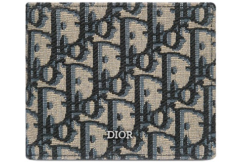 Dior Wallet Beige and Black Dior Oblique Jacquard in Canvas