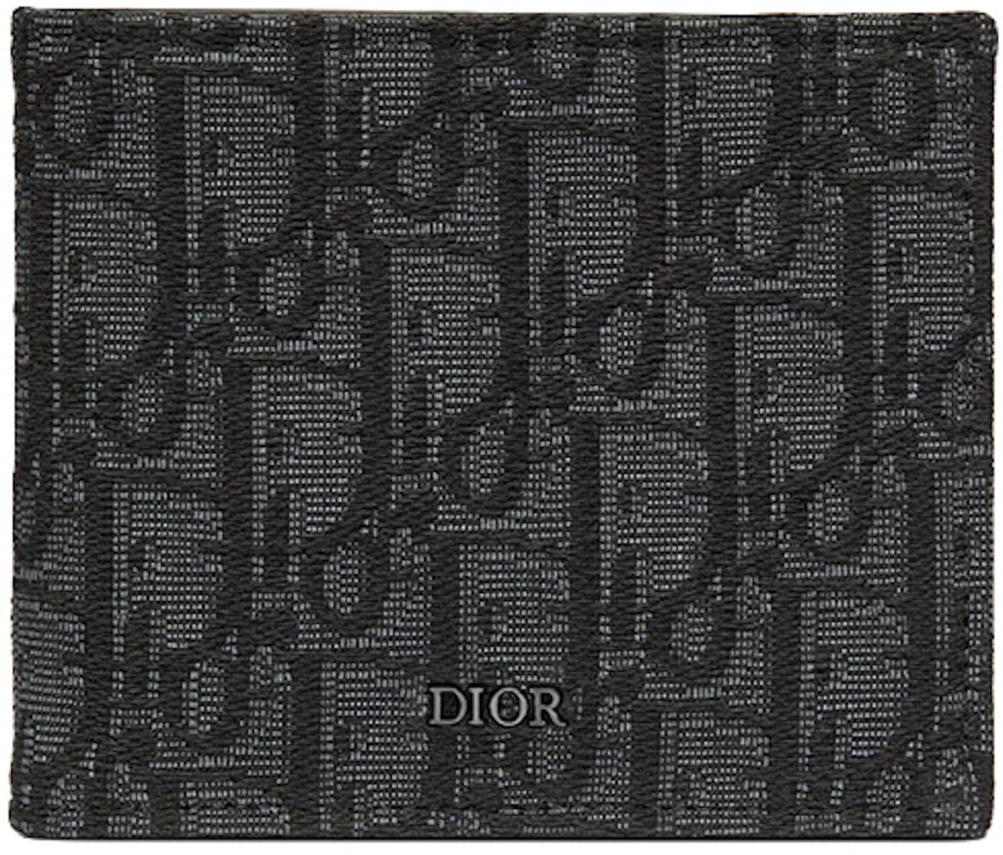 Dior Compact Wallet Beige and Black Dior Oblique Jacquard in Canvas/Leather  with Ruthenium-tone - US