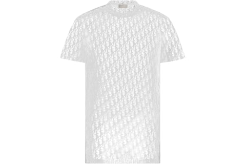 White Dior Dior Suede T Shirt Dior Sheer Oblique T-Shirt White