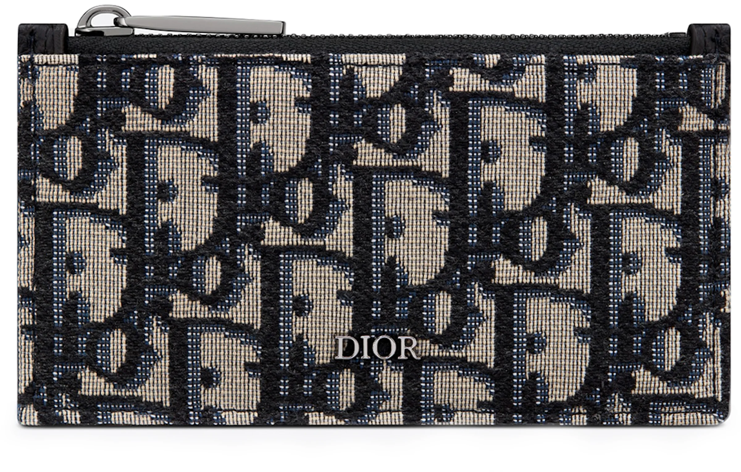 Zipped Card Holder Black Dior Oblique Galaxy Leather