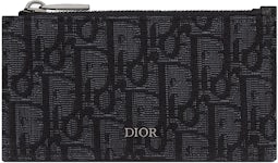 D-Touch Vertical Card Holder Beige and Black Dior Oblique Jacquard