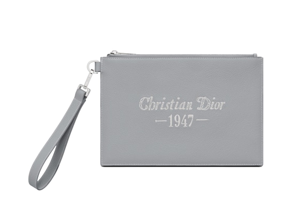 Pre-owned Dior By Birkenstock Christian  1947 Signature A5 Pouch  Gray
