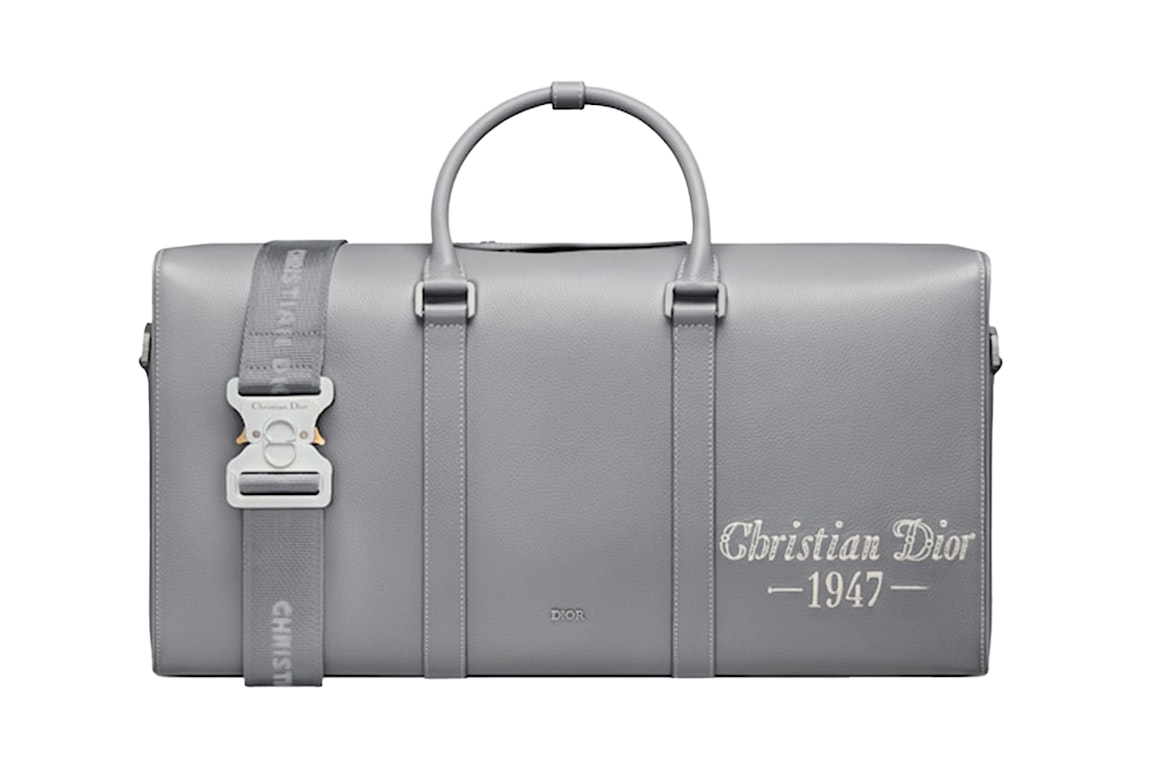 Pre-owned Dior By Birkenstock Christian  1947 Signature Lingot 50 Duffle Bag  Gray