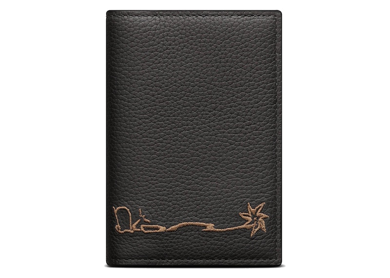 Dior x CACTUS JACK Bi-Fold Card Holder Black in Grained Calfskin Leather -  JP