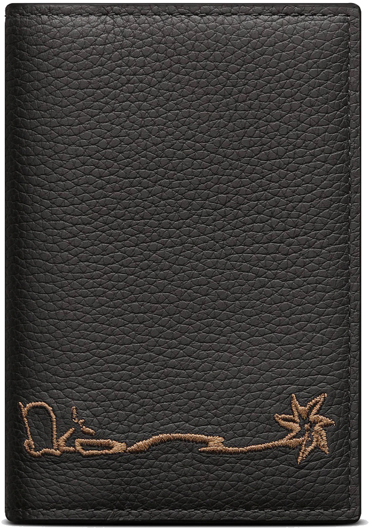 Dior x CACTUS JACK Bi-Fold Card Holder Black in Grained Calfskin Leather -  US
