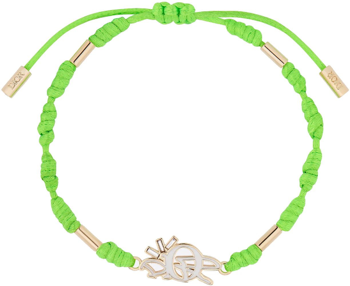 Dior x CACTUS JACK Bracelet Gold/Green/White in Cotton/Resin with Gold ...