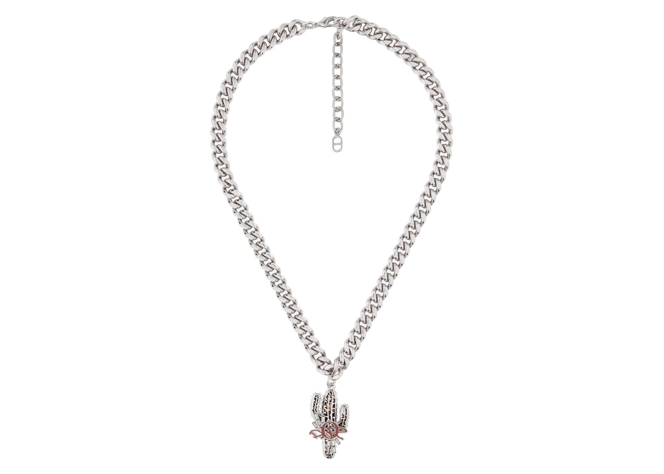 Dior x CACTUS JACK Chain Link Necklace Silver/Beige in Silver