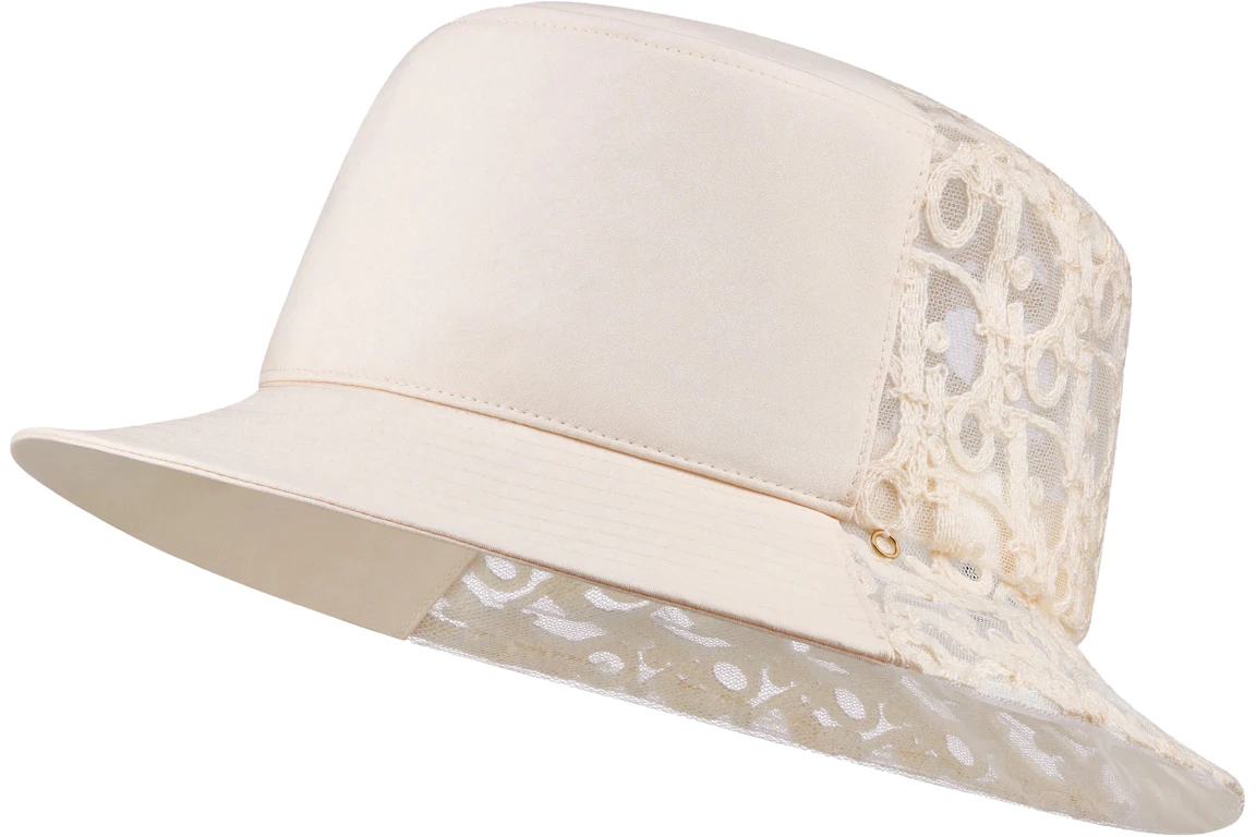 Dior x CACTUS JACK Cotton Faille Dior Oblique Bucket Hat Ecru Brown