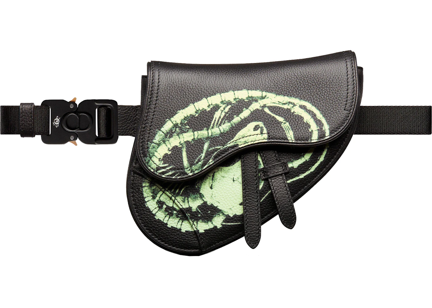 Dior x CACTUS JACK Mini Saddle Bag Black in Grained Calfskin