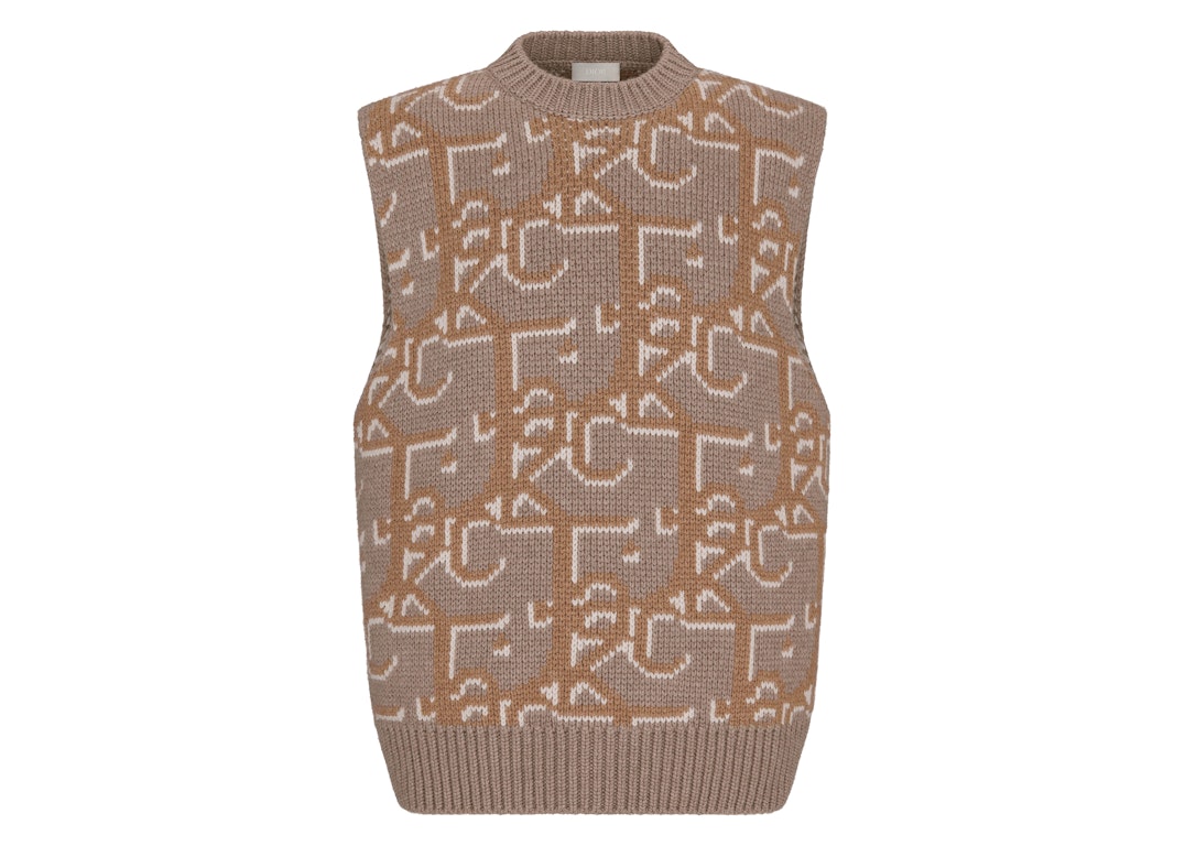 Pre-owned Dior X Cactus Jack Oversized Sleeveless Sweater Beige/brown