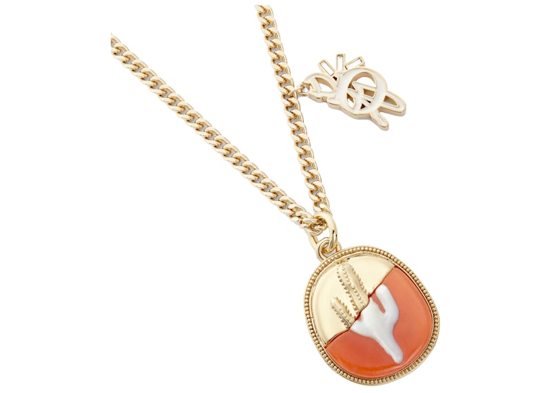 Dior x CACTUS JACK Pearl Pendant Necklace Gold/Orange in Gold