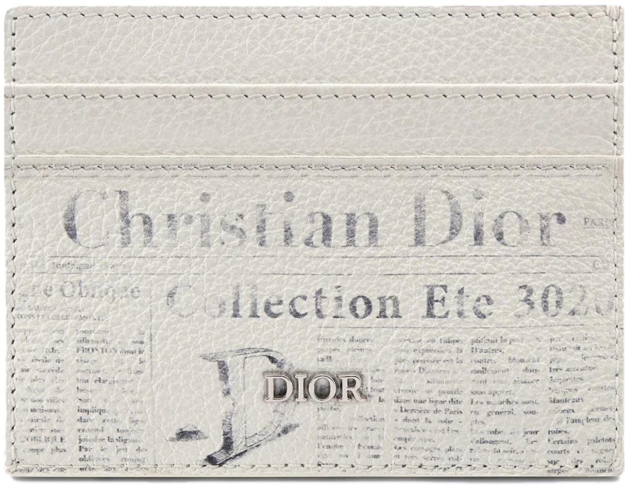 Dior x Daniel Arsham Phone Holder Newspaper Print Grained Calfskin White