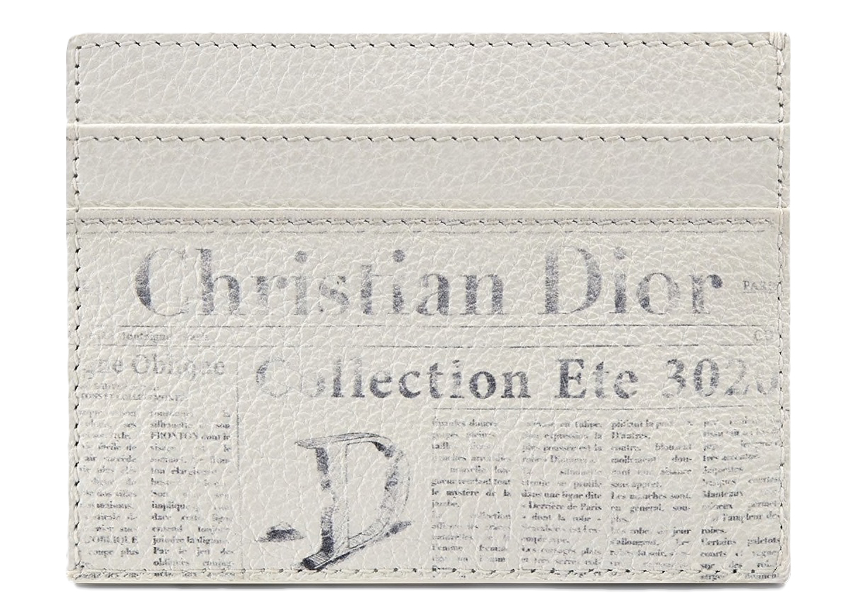 Dior x Daniel Arsham Card Holder Newspaper Print Grained Calfskin 