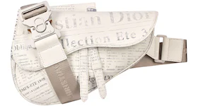 Dior x Daniel Arsham Saddle Bag Newspaper Print Calfskin White