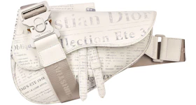 Dior x Daniel Arsham Saddle Bag Newspaper Print Calfskin White