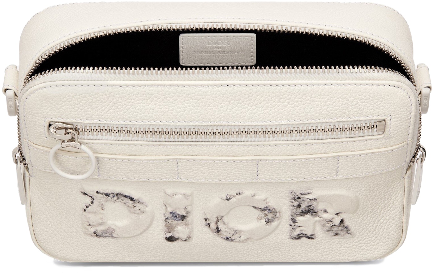 Dior x Daniel Arsham Safari Messenger Bag Calfskin White in Grained ...