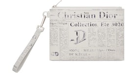 Dior x Daniel Arsham Zip Pouch Newspaper Print Grained Calfskin White