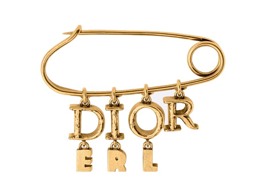 Dior x ERL Brooch Antique Gold-Finish Brass in Antique Gold-Finish