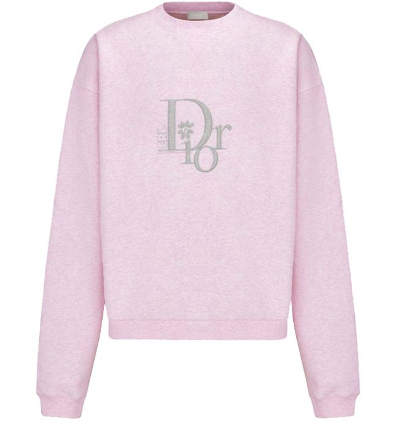 Dior x ERL Oversized Sweatshirt Heathered Pink Cotton Fleece