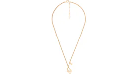 Dior x ERL Pendant Necklace Gold-Finish Brass with White Enamel and White Crystals
