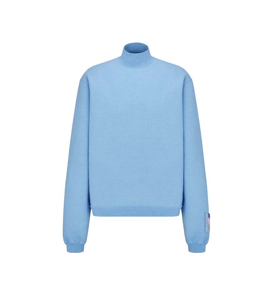 Dior x ERL Relaxed-Fit Long-Sleeved T-Shirt Blue Cotton Fleece